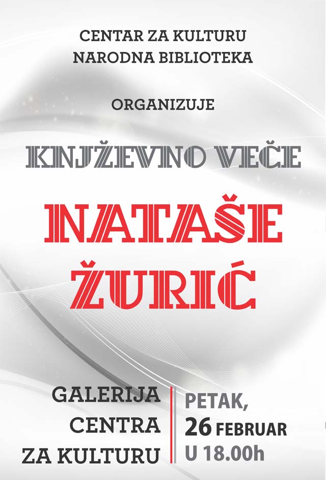Književno veče Nataše Žurić Književno veče Nataše Žurić